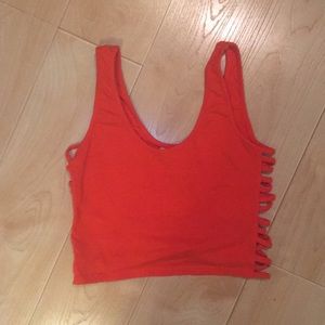 OBEY Orange Crop Top with Side Cut Outs